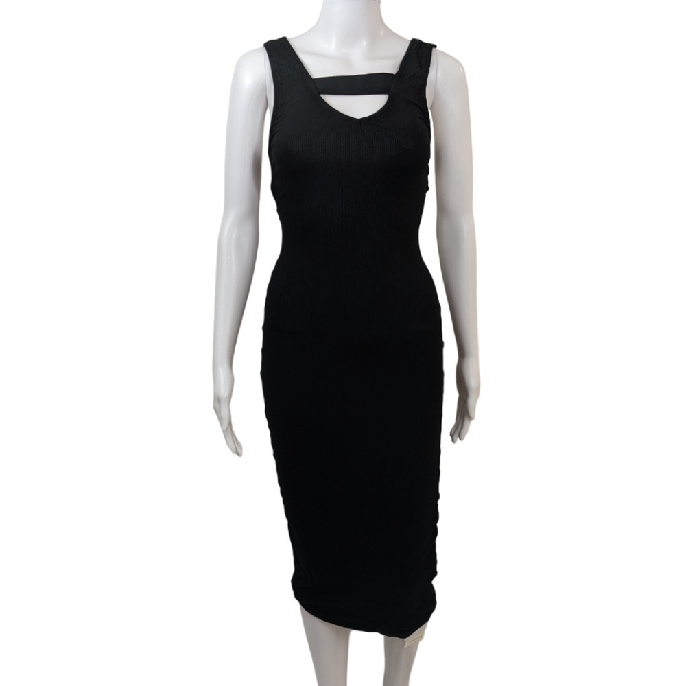 Commense Black Sleeveless Ribbed Dress Size XS